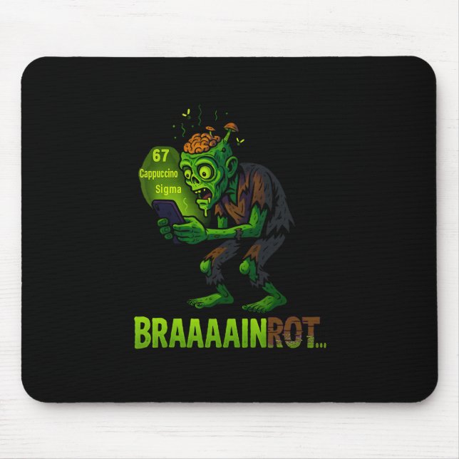 Mousepad Meme Divertido de Zumbi Brainrot 6 7 Halloween Men (Frente)