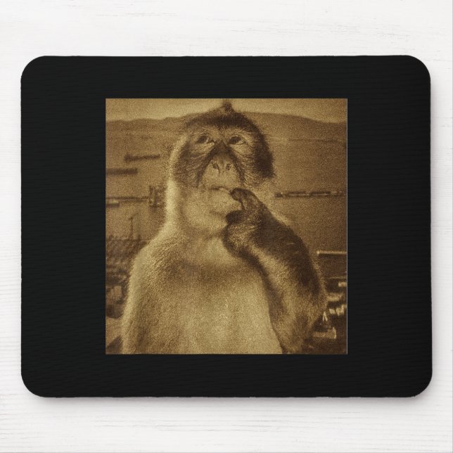 Mousepad Meme do Macaco Pensativo Vintage Retro  (Frente)