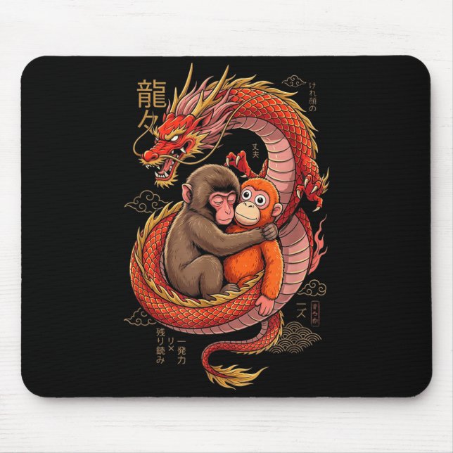 Mousepad Meme do macaco socando o animal de pelúcia abraçad (Frente)
