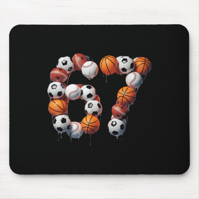 Mousepad Meme Hallo 67 Seis Sete Futebol Baseball (Frente)
