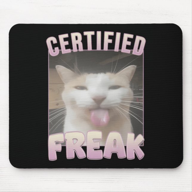 Mousepad Memória de Gato Engraçado de Freak Certificado (Frente)