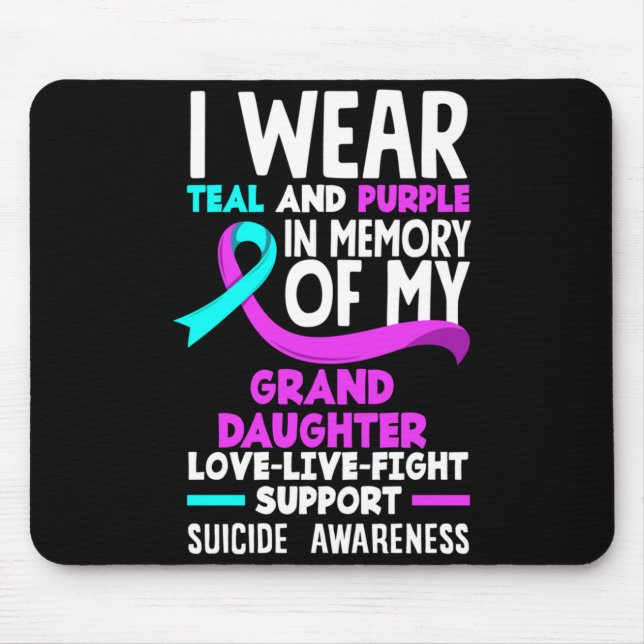 Mousepad Memória Roxo Turquesa do Suicídio da Neta (Frente)