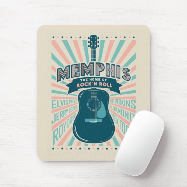 Mousepad Memphis, TN: Série Guitarra | Rock-N-Roll (Com mouse)