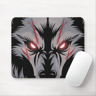Mousepad Menacando Lobo com Olhos Vermelhos Brilhantes