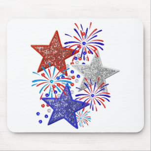 Mousepad Menina 4 de Julho Mulheres Vermelho Branco Azul Es
