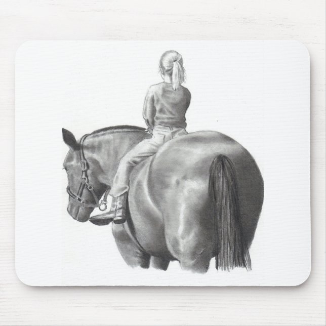 MOUSEPAD MENINA A CAVALO: ARTE DO LÁPIS: REALISMO (Frente)