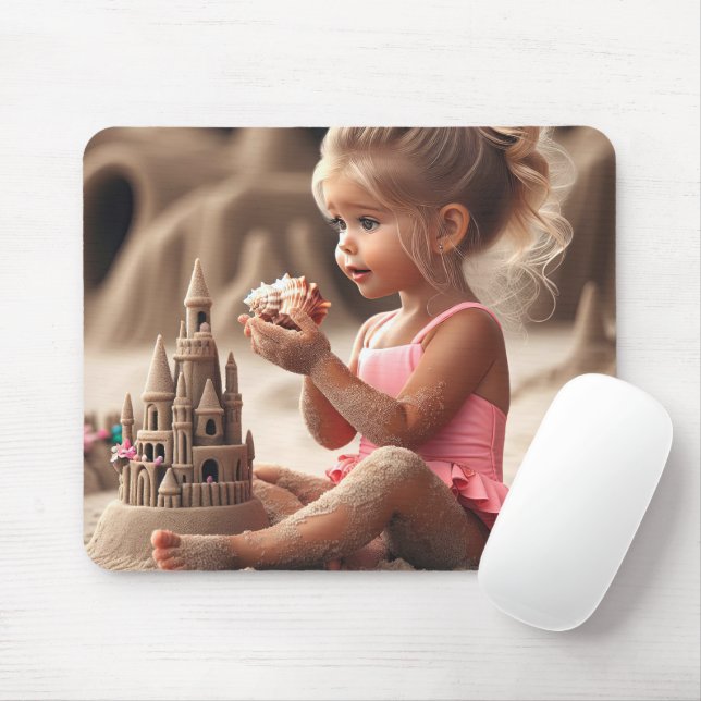 Mousepad Menina Admirando uma concha (Com mouse)