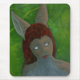 Mousepad menina antropomórfica peludo do coelho da pintura