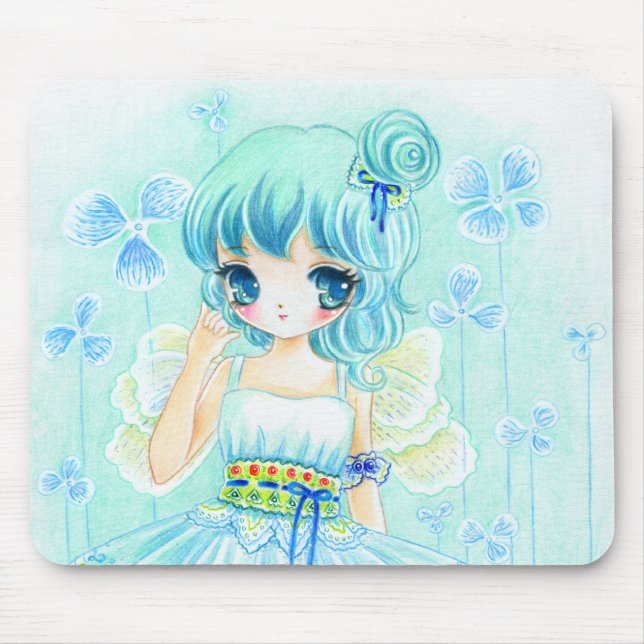 Mousepad Menina azul bonito da fada do anime (Frente)
