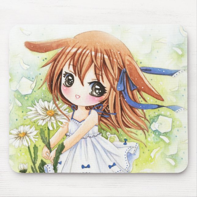 Mousepad Menina bonita do anime com margarida (Frente)