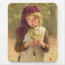 Mousepad Menina Bonita Segurando Flores Amarelas De Copo De