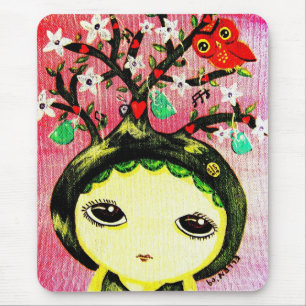 Mousepad Menina bonito - cresce uma árvore