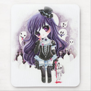 Mousepad Menina bonito do vampiro com fantasmas e o coelho