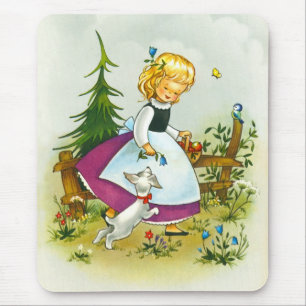 Mousepad Menina bonito e cão