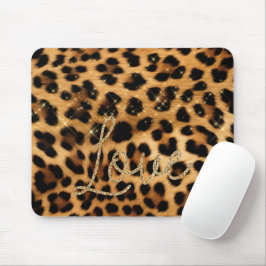 Mousepad Menina Chic Leopard Dourado Com Amor