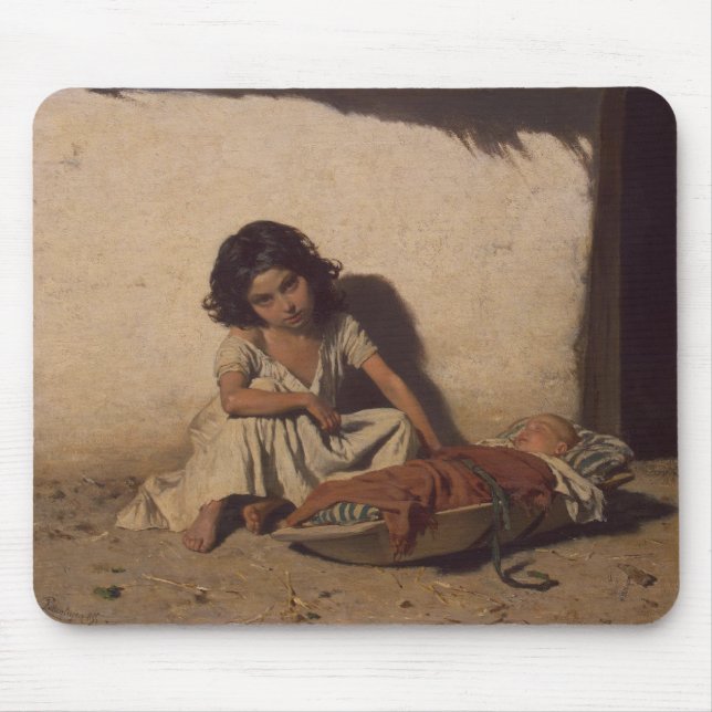 Mousepad Menina com bebê (Pobre Criança da Rua) (Frente)