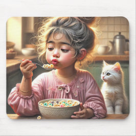 Mousepad Menina Comendo Cereal