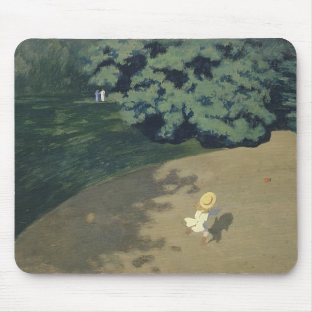 Mousepad Menina correndo atrás de uma bola vermelha (infânc (Frente)