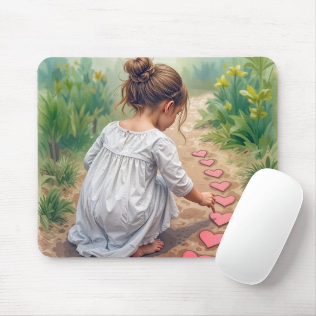 Mousepad Menina Criando uma Via do Coração (Com mouse)