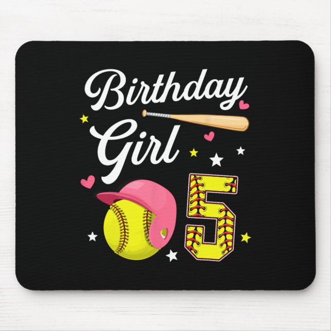 Mousepad Menina de 5 anos de idade Softll Quinta Bday 5 Ano (Frente)