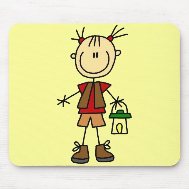 Mousepad Menina de acampamento com camiseta e presentes da (Frente)