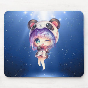 Mousepad Menina de animação Kawaii Panda