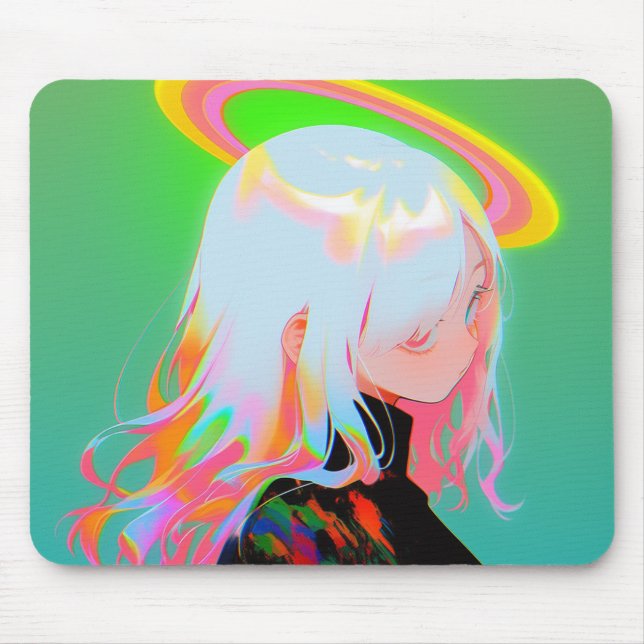 Mousepad Menina de animação Neon Halo Adorável Brilhante (Frente)