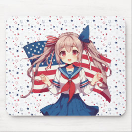 Mousepad Menina de animação patriótica dos EUA
