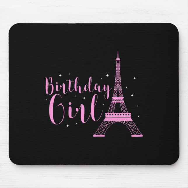 Mousepad Menina de Aniversário Torre Eiffel Paris Feriado d (Frente)