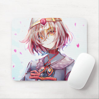 Mousepad Menina de Cabelo Rosa Curto-Frio Waifu Kawaï Anime