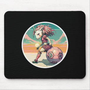 Mousepad Menina de Futebol Anime Mangá Unicórnio Retro Meni