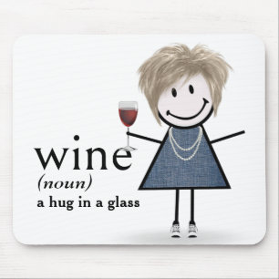 Mousepad Menina de Palito com Copo de Vinho