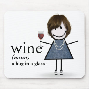 Mousepad Menina de Palito com Vinho