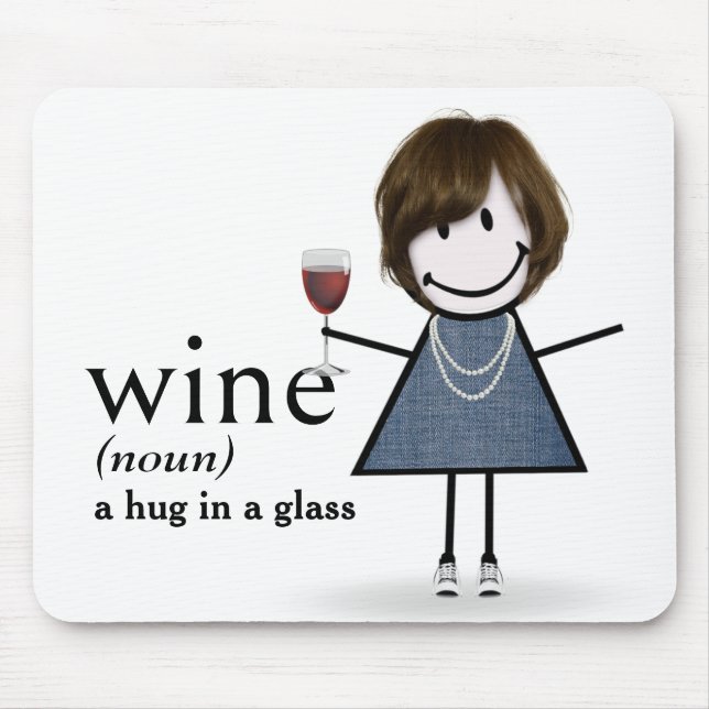 Mousepad Menina de Palito com Vinho (Frente)