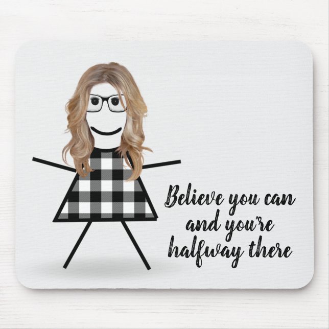 Mousepad Menina de Pau Cute com Cabelo e Citação   (Frente)