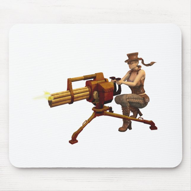 Mousepad Menina de Steampunk com arma (Frente)
