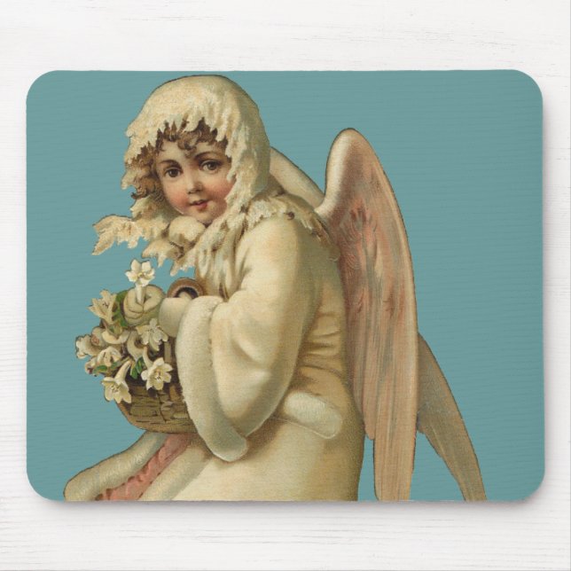 Mousepad Menina do anjo do Natal do Victorian (Frente)