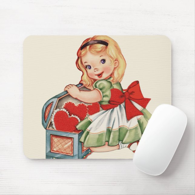 Mousepad Menina do Coração - Crianças Retron Cute (Com mouse)