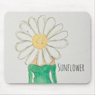 Mousepad Menina do Girassol Vestido Verde