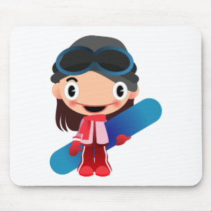 Mousepad Menina do Snowboarder dos desenhos animados