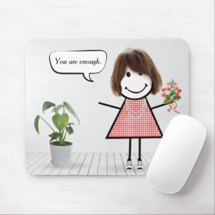 Mousepad Menina em forma de palito com citação de inspiraçã