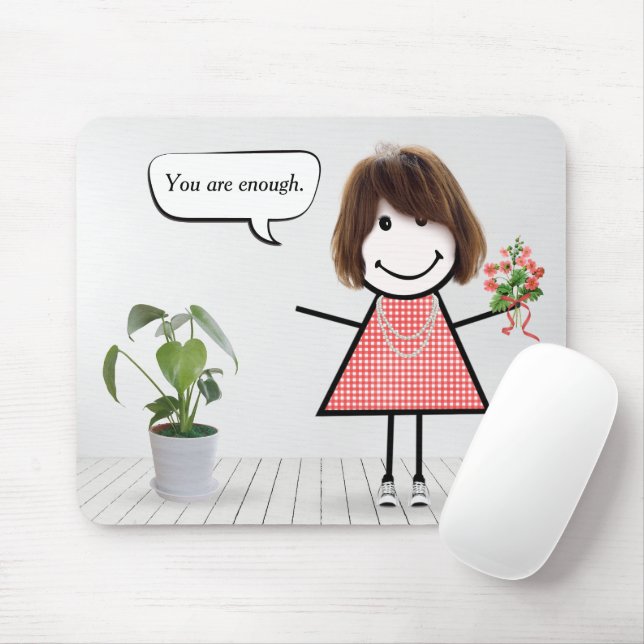 Mousepad Menina em forma de palito com citação de inspiraçã (Com mouse)