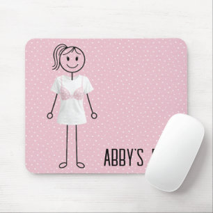 Mousepad Menina em forma de palito vestindo sutiã com laço