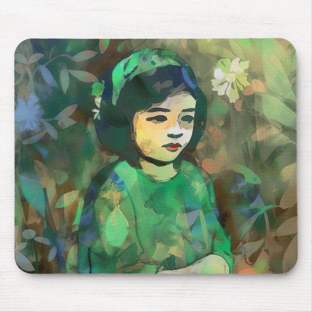 Mousepad Menina em vestida verde (Frente)