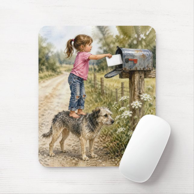 Mousepad Menina Enviando um Envelope (Com mouse)