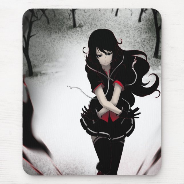 Mousepad Menina escura do Anime - no branco (Frente)