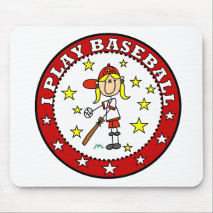 Mousepad Menina Eu Jogo Beisebol Camisetas e Presentes