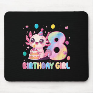 Mousepad Menina Fazendo 8 Anos de Idade Axolote Fofo Aniver