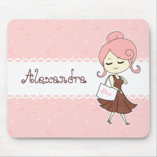 Mousepad Menina feminino da torre Eiffel chique e na moda