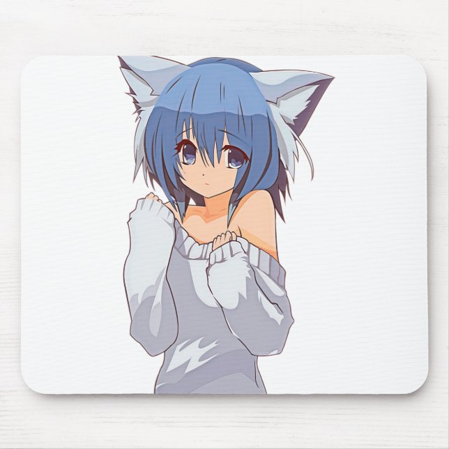 Mousepad Menina Gato Kawaii Cute Waifu (Frente)